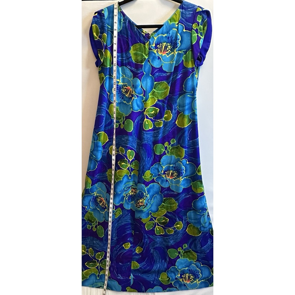 Vintage Sears Hawaiian Fashions Tropical Floral Barkcloth Long Maxi Dress‎ Sz 10 - Picture 15 of 16